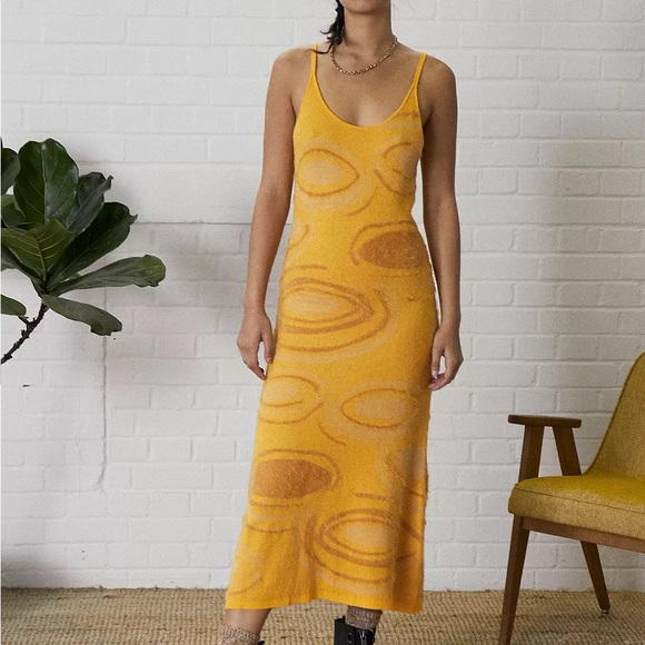 Dresses & Skirts - Orange Hockney Midi Dress with cut-out Size S